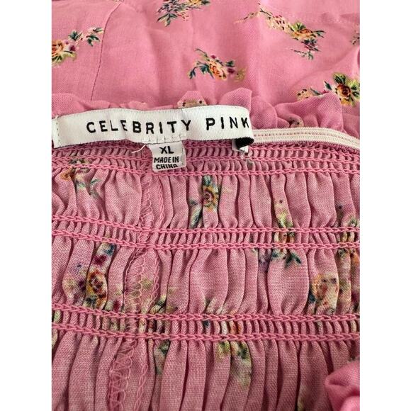 Celebrity Pink Floral Smocked Halter Top Pink Ruffle Stretch NWT XL - Picture 8 of 8